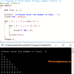 C Program to Print Right Triangle Number Pattern
