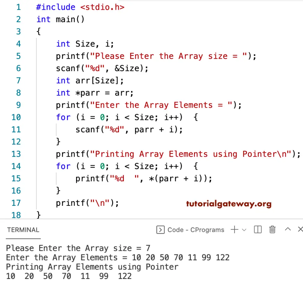 c-program-to-read-and-print-array-elements-using-a-pointer