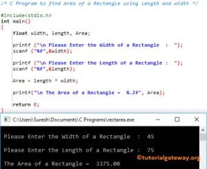 write a visual basic program to find area of rectangle
