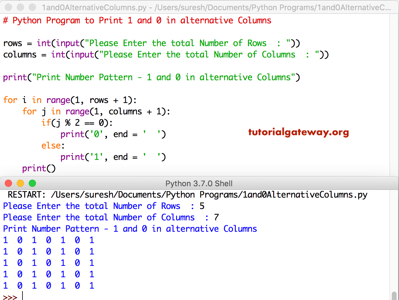 Python Program to Print 1 and 0 alternative