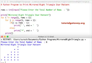 Python Program to Print Mirrored Right Triangle Star Pattern