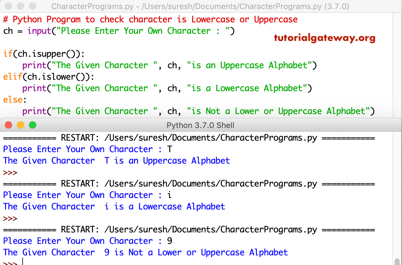 python-program-to-check-character-is-lowercase-or-uppercase