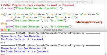 Python Program To Check Character Is Vowel Or Consonant