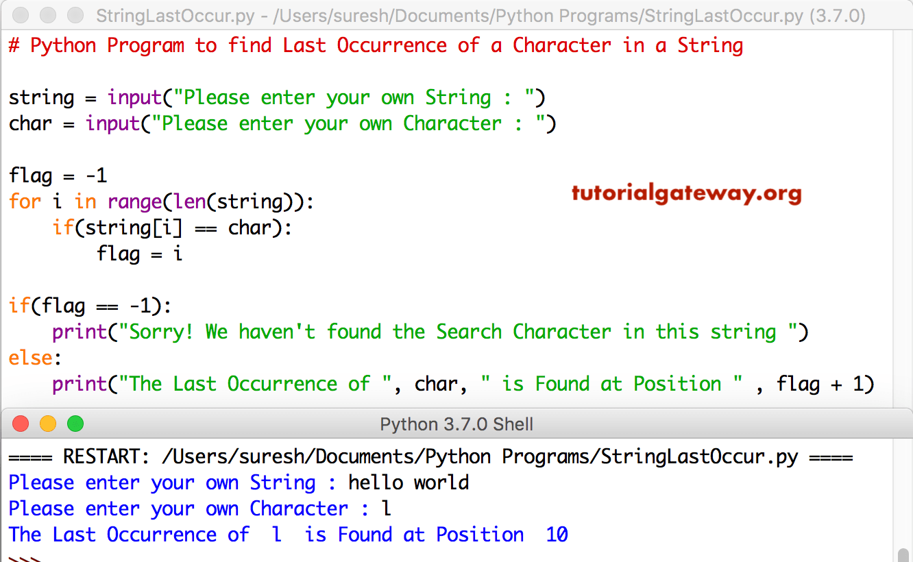 python-program-to-find-last-occurrence-of-a-character-in-a-string-laptrinhx