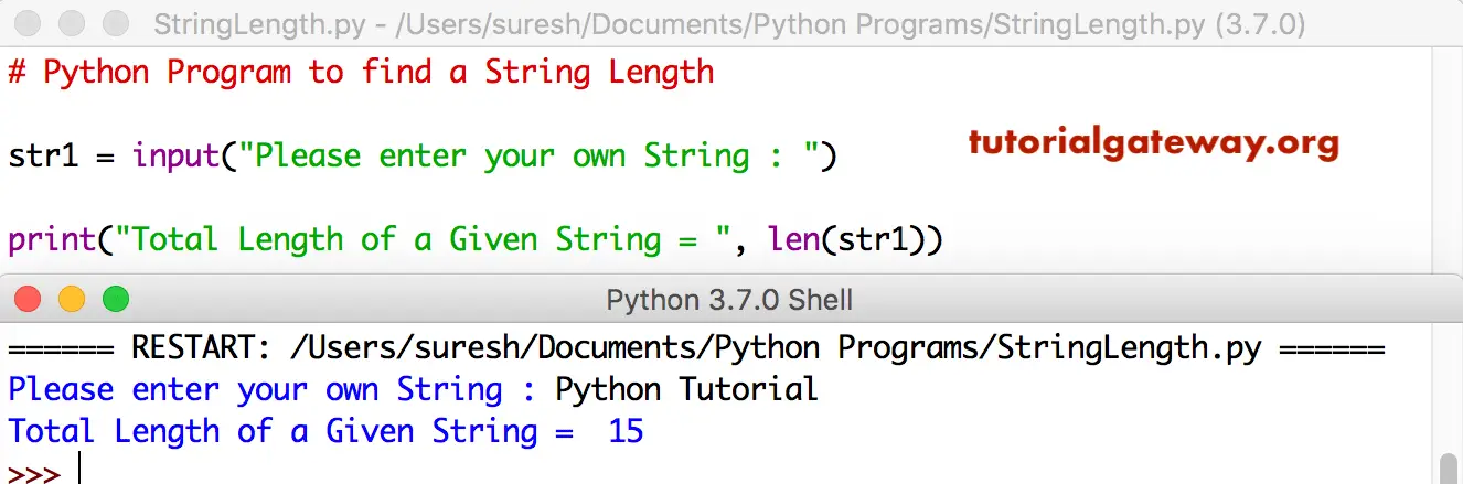 Python Program to find a String Length