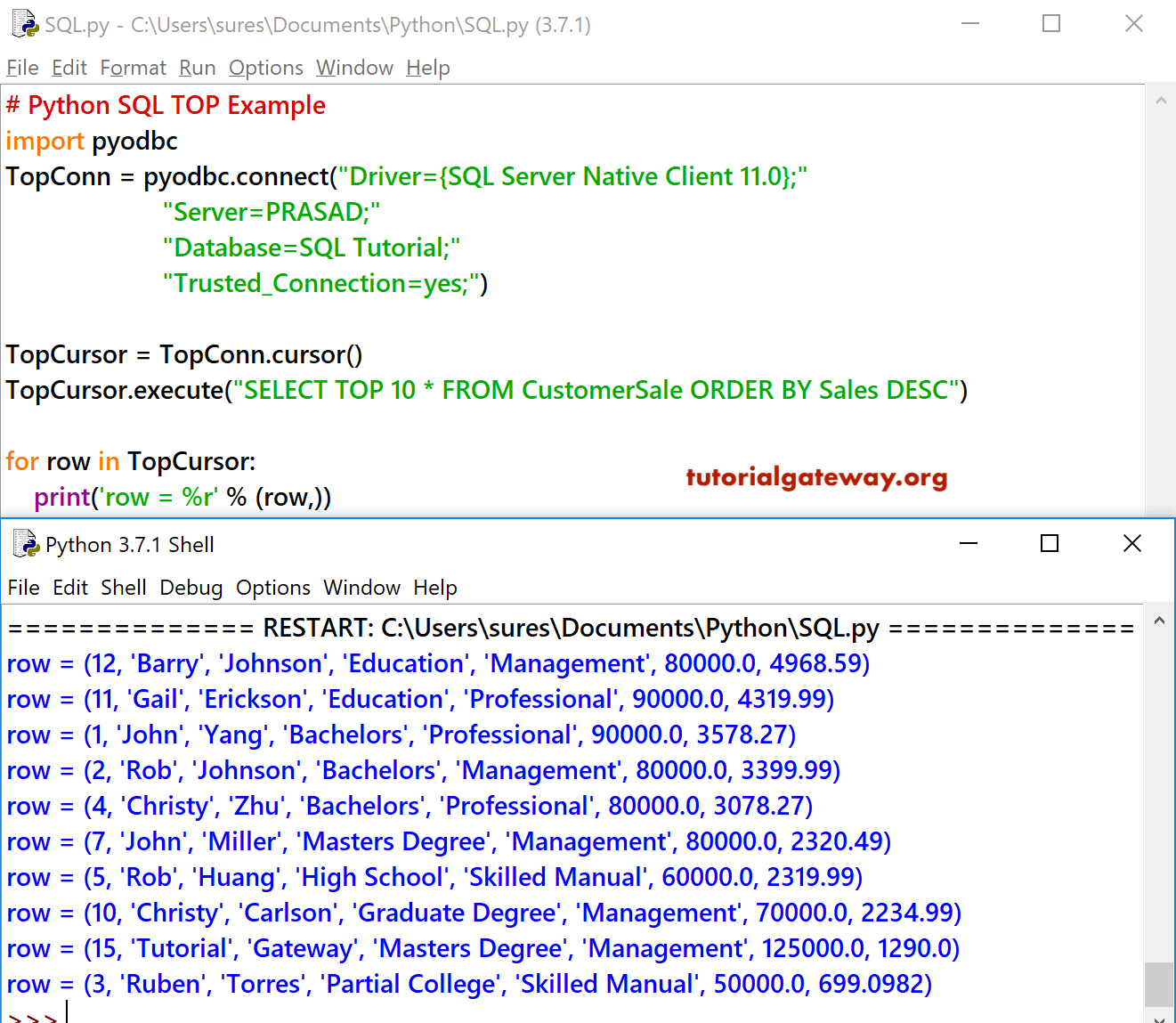 use sqlalchemy with sql server connection string